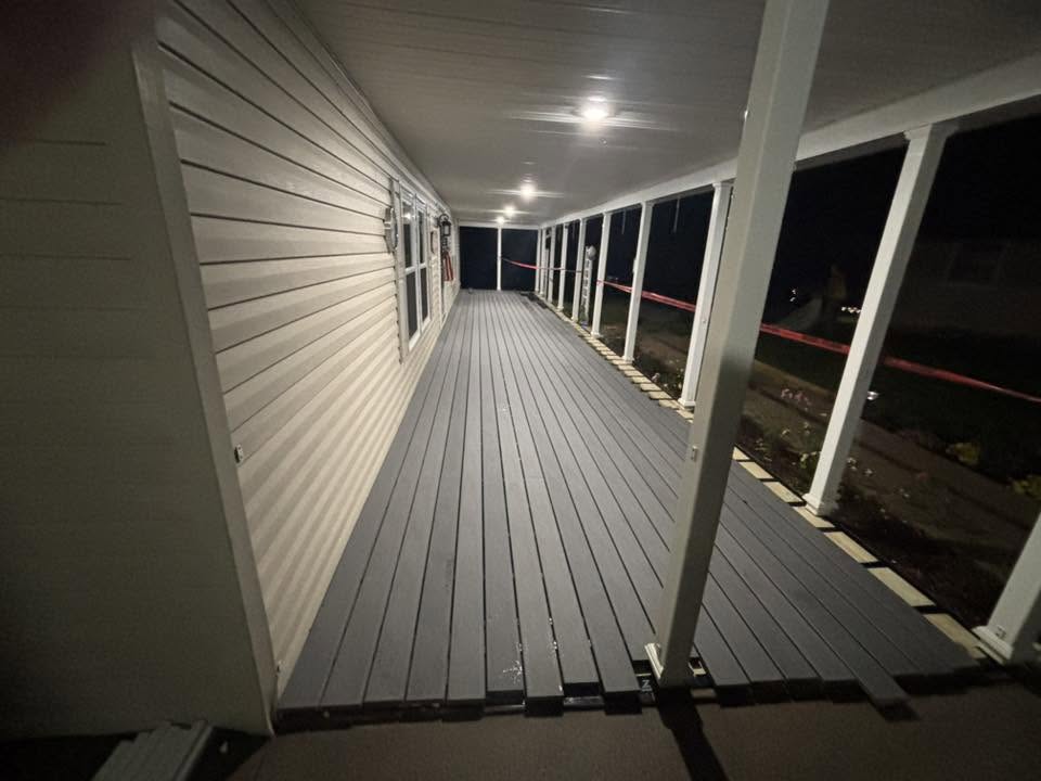 Covered porch construction with composite flooring in Bridgeport, WV